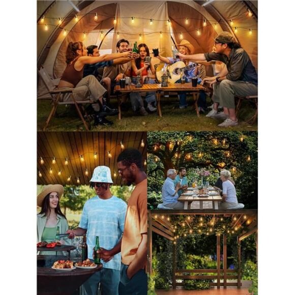 Outdoor String Lights 100 FT, Patio Light for Outside with Shatterproof Bulbs - Picture 4 of 7